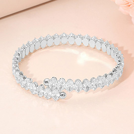 CZ Marquise Stone Cluster Link Adjustable Evening Bracelet