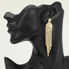 Rhinestone Fringe Tassel Evening Earrings