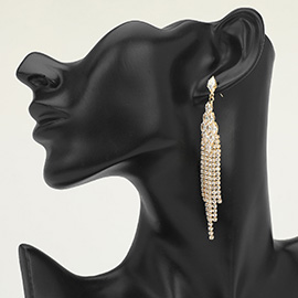 CZ Stone Tassel Drop Evening Earrings