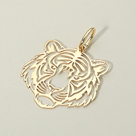 Metal Tiger Face Cutout Pendant Charm