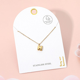 -H- Stainless Steel Monogram Pendant Necklace