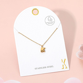 -K- Stainless Steel Monogram Pendant Necklace