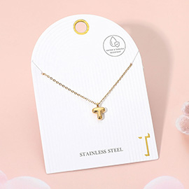 -T- Stainless Steel Monogram Pendant Necklace