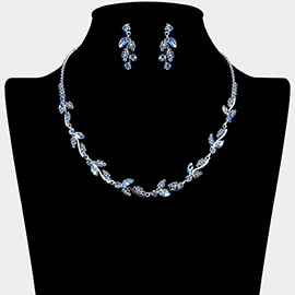 Marquise Stone Cluster Rhinestone Paved Vine Necklace