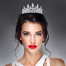 Marquise Stone Cluster Embellished Rhinestone Paved Crown Princess Tiara