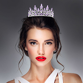 Marquise Stone Cluster Embellished Rhinestone Paved Crown Princess Tiara