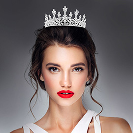 Marquise Stone Cluster Embellished Royal Crown Princess Tiara
