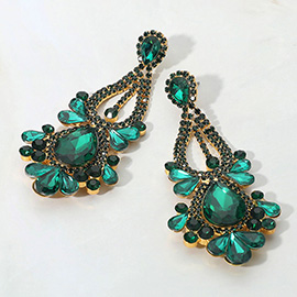 Teardrop Stone Cluster Statement Evening Earrings