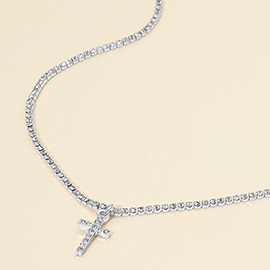 Cross Pendant Tennis Chain Necklace