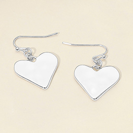 Hammered Metal Heart Dangle Earrings