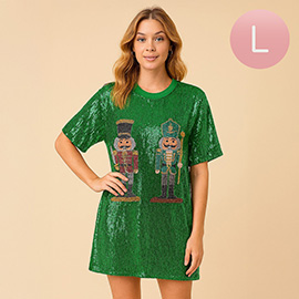 Sequin Nutcracker Holiday Long Party Shirt