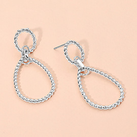 Metal Rope Open Teardrop Earrings