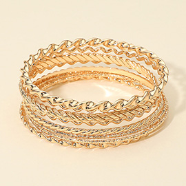 8PCS - Textured Metal Stackable Multi Layered Bangle Bracelets