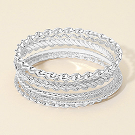 8PCS - Textured Metal Stackable Multi Layered Bangle Bracelets