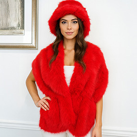 Faux Fur Shawl Wrap Poncho