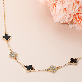 Gold Dipped Quatrefoil Link Necklace