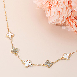 Gold Dipped Quatrefoil Link Necklace