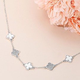 Silver Dipped Quatrefoil Link Necklace