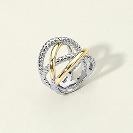 Two Tone Interwoven Textured Ring