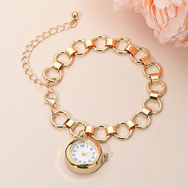 Gold Dipped Round Link Chain Watch Charm Bracelet