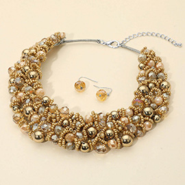 Faceted Beaded Collar Statement Necklace