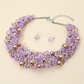 Faceted Beaded Collar Statement Necklace