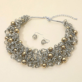 Faceted Beaded Collar Statement Necklace