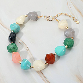 Chunky Resin Pebble Beaded Statement Necklace