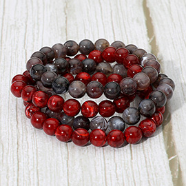 4PCS - Marbled Beaded Stretch Multi Layered Bracelets