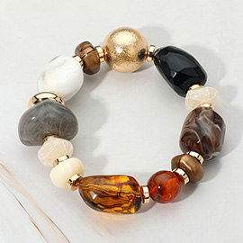 Chunky Mixed Pebble Beaded Stretch Bracelet