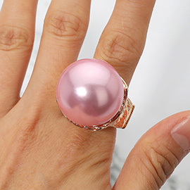 Bold Pearl Accented Metal Stretch Ring