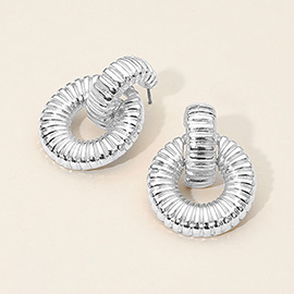 Two Tone Textured Metal Door Knocker Earrings