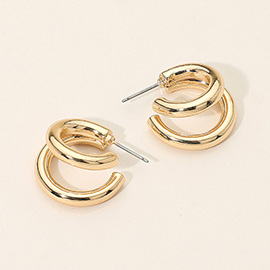 Two Tone Metal Split Hoop Earrings