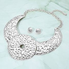 Hammered Metal Statement Collar Necklace