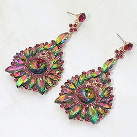 Elegant Marquise Round Stone Cluster Teardrop Evening Earrings