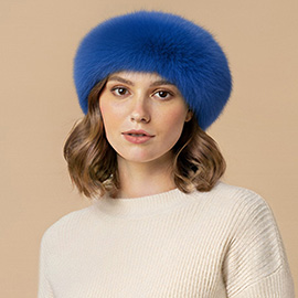 Plush Faux Fur Round Winter Beret Hat