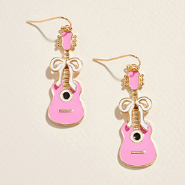 Enamel Guitar Bow Dangle Earrings