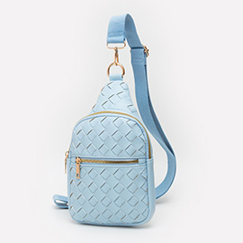 Faux Braided Leather Sling Bag