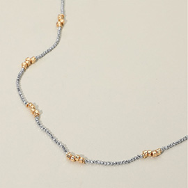 Delicate Two Tone Beaded Long Necklace