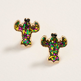 Glitter Mardi Gras Lobster Stud Earrings
