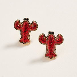 Glitter Mardi Gras Lobster Stud Earrings