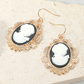 Bold Vintage Cameo Drop Dangle Earrings