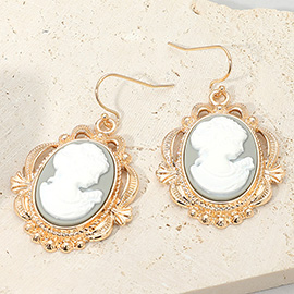 Bold Vintage Cameo Drop Dangle Earrings