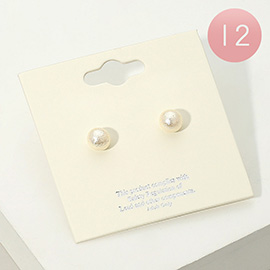 12Pairs - Textured Pearl Stud Earrings