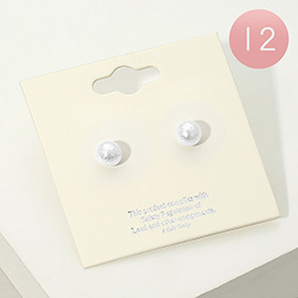 12Pairs - Textured Pearl Stud Earrings