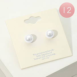 12Pairs - Textured Pearl Stud Earrings
