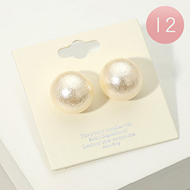 12Pairs - Chunky Textured Pearl Stud Earrings