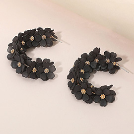 Matte Petal Floral Hoop Earrings