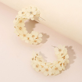Matte Petal Floral Hoop Earrings