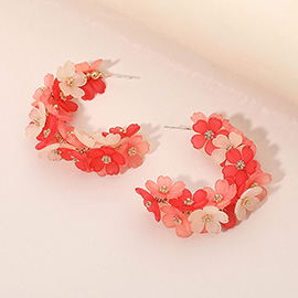 Matte Petal Floral Hoop Earrings